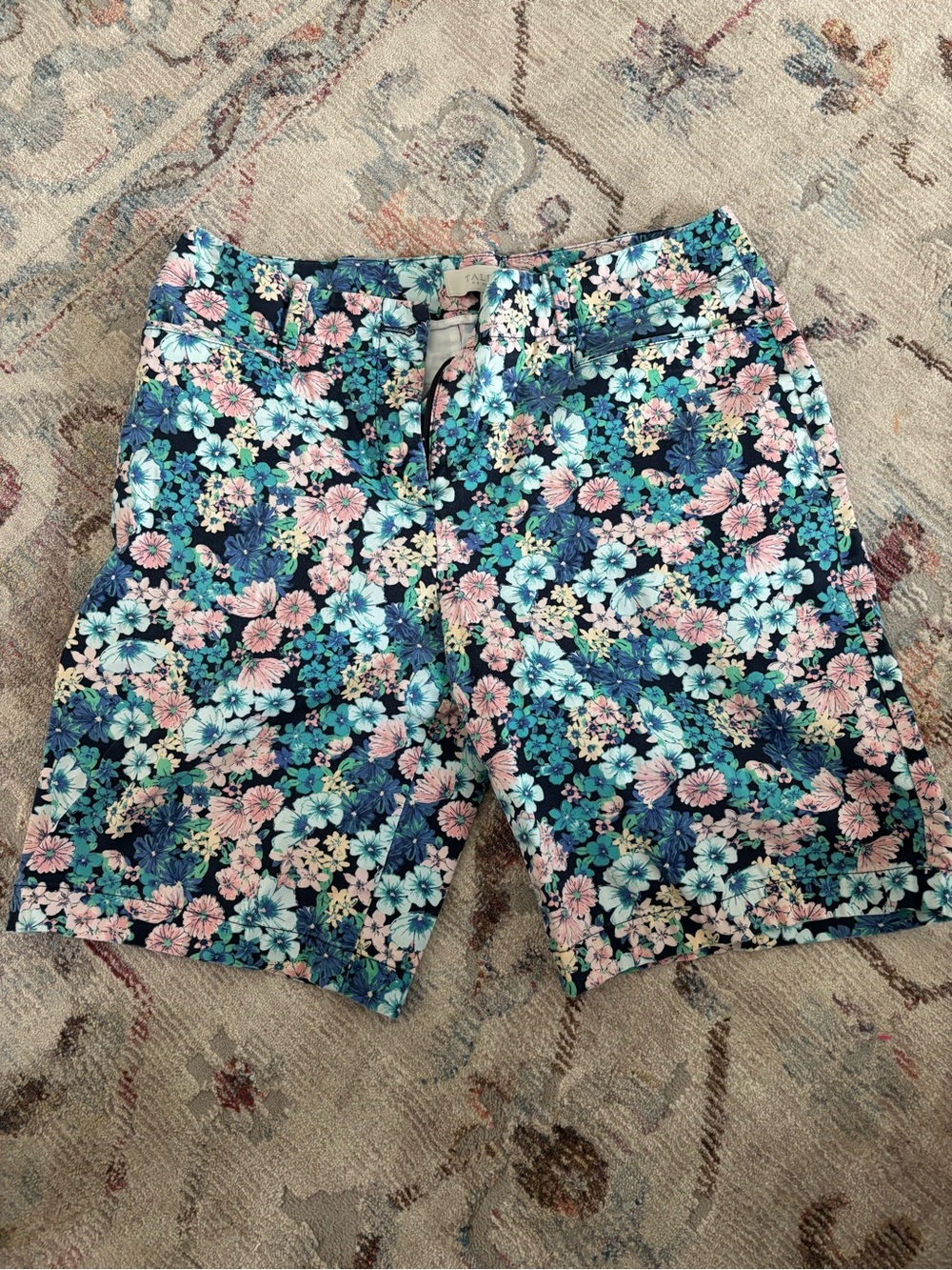Talbots Floral Print Women’s Hybrid Shorts in Navy, Pink, Aqua
